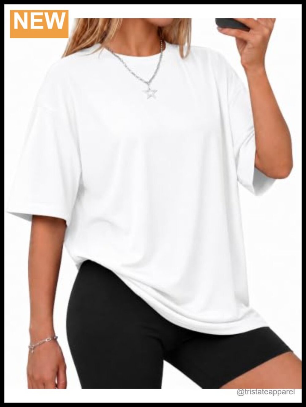 Oversized Crew Neck Short Sleeve T-Shirt Polyester Spandex Casual Workout Top